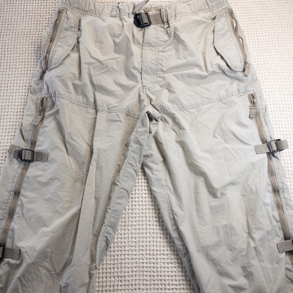 Nesi Alio Mens Large Tan Nylon Techwear Cargo Pants Gorpcore Buckle Strap Tech
